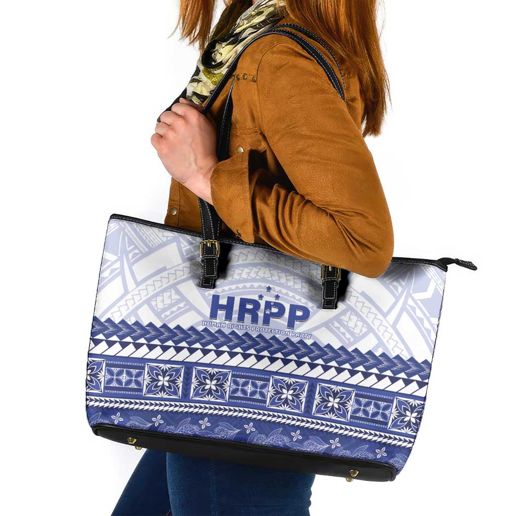 HRPP Samoa Siapo Leather Tote Bag Teuila Flowers Samoan Pattern LT14 White - Polynesian Pride