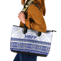 HRPP Samoa Siapo Leather Tote Bag Teuila Flowers Samoan Pattern - Polynesian Pride