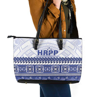 HRPP Samoa Siapo Leather Tote Bag Teuila Flowers Samoan Pattern - Polynesian Pride