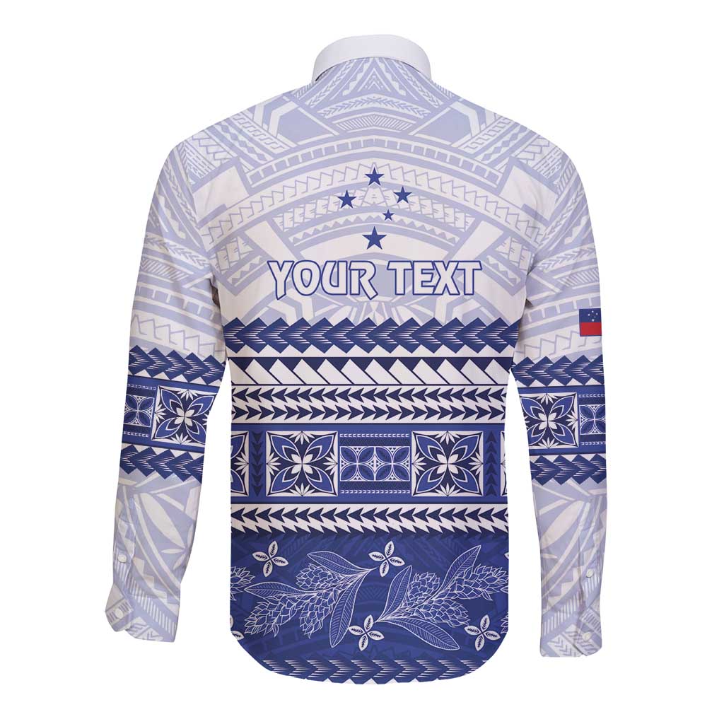 Personalised HRPP Samoa Siapo Long Sleeve Button Shirt Teuila Flowers Samoan Pattern - Polynesian Pride