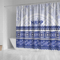HRPP Samoa Siapo Shower Curtain Teuila Flowers Samoan Pattern - Polynesian Pride
