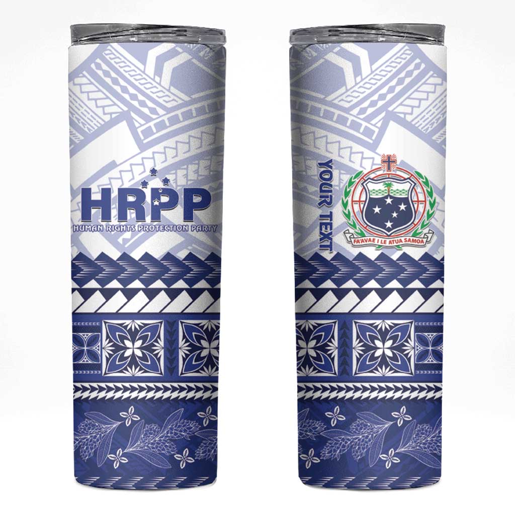 Personalised HRPP Samoa Siapo Skinny Tumbler Teuila Flowers Samoan Pattern - Polynesian Pride