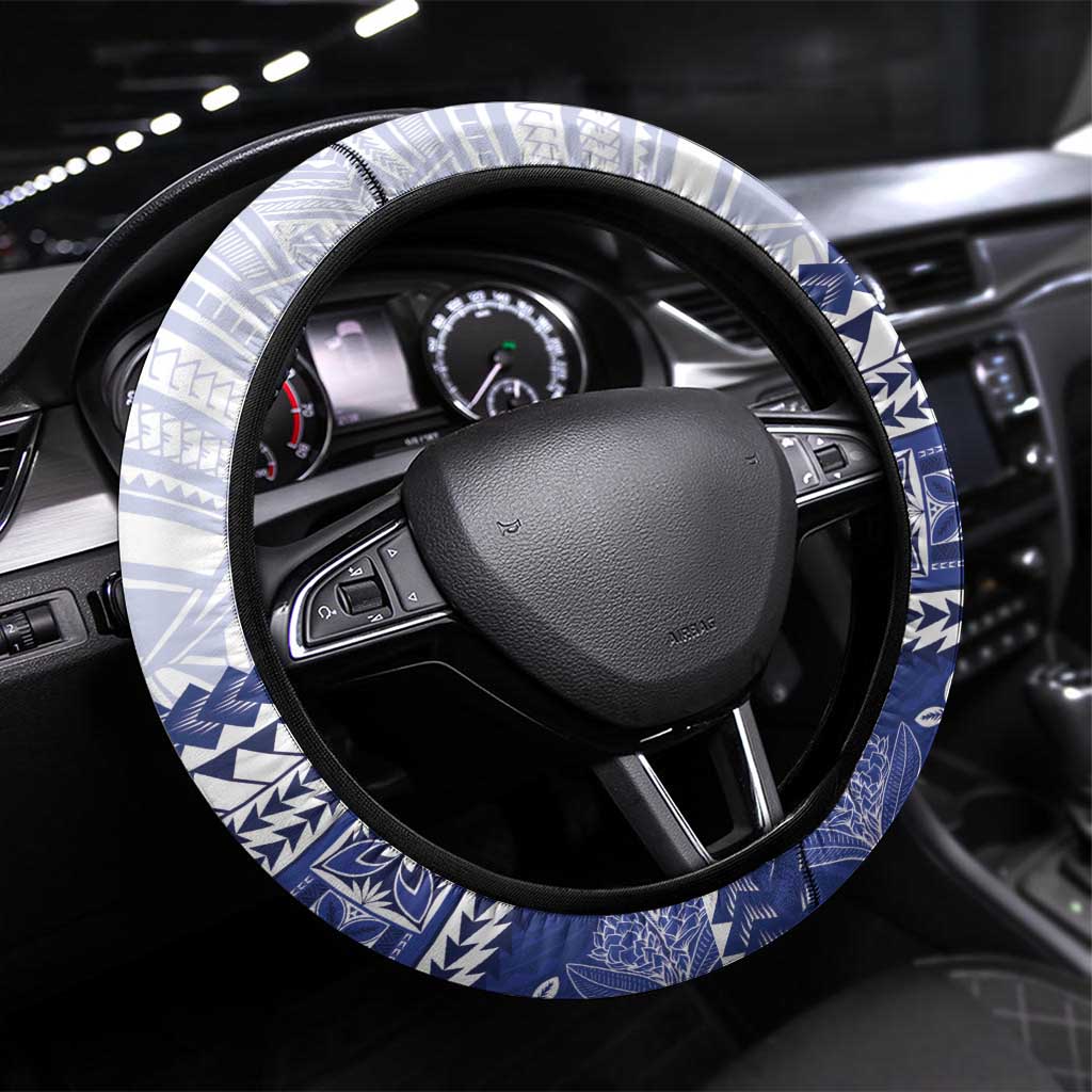HRPP Samoa Siapo Steering Wheel Cover Teuila Flowers Samoan Pattern - Polynesian Pride
