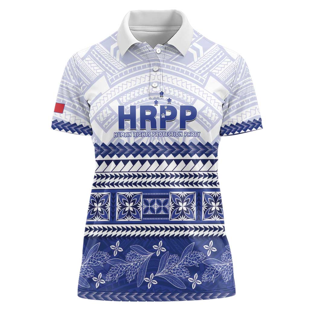 Personalised HRPP Samoa Siapo Women Polo Shirt Teuila Flowers Samoan Pattern - Polynesian Pride