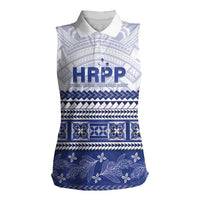 Personalised HRPP Samoa Siapo Women Sleeveless Polo Shirt Teuila Flowers Samoan Pattern - Polynesian Pride