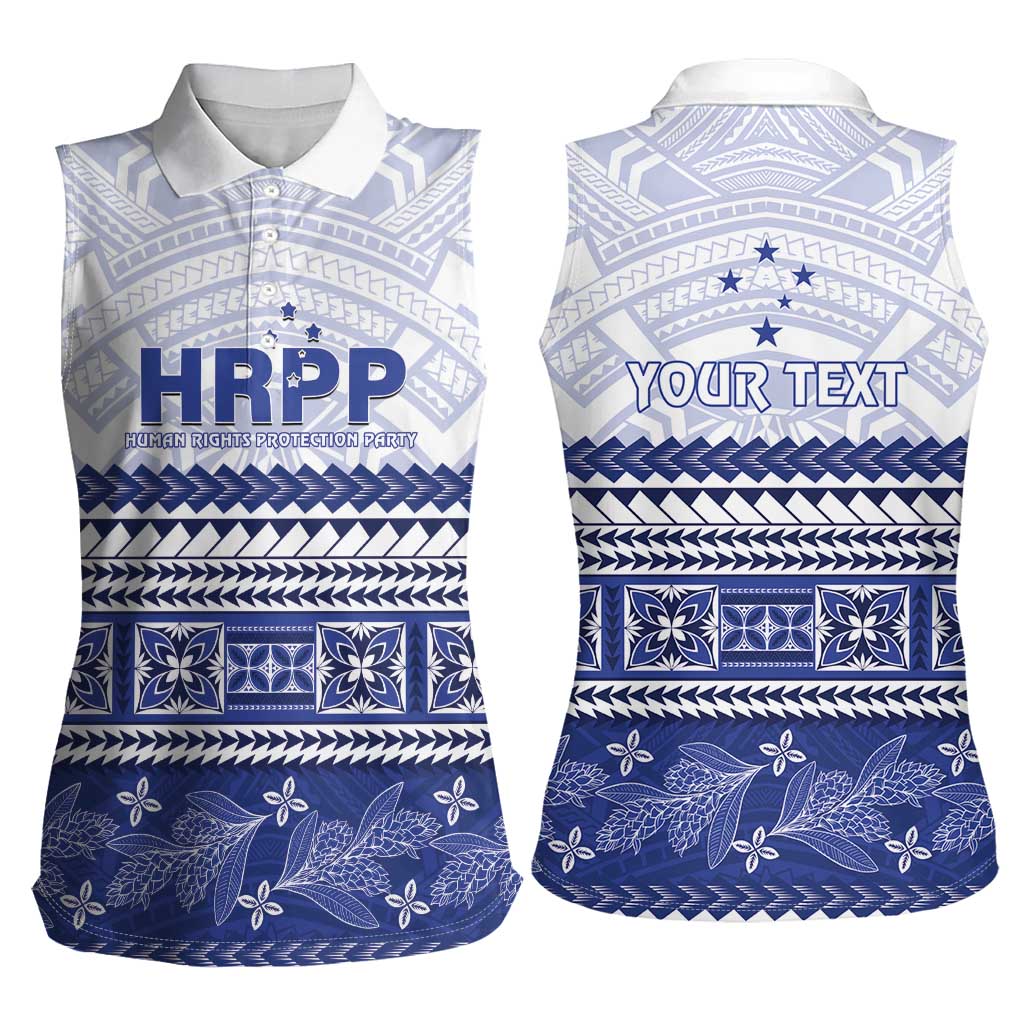 Personalised HRPP Samoa Siapo Women Sleeveless Polo Shirt Teuila Flowers Samoan Pattern - Polynesian Pride