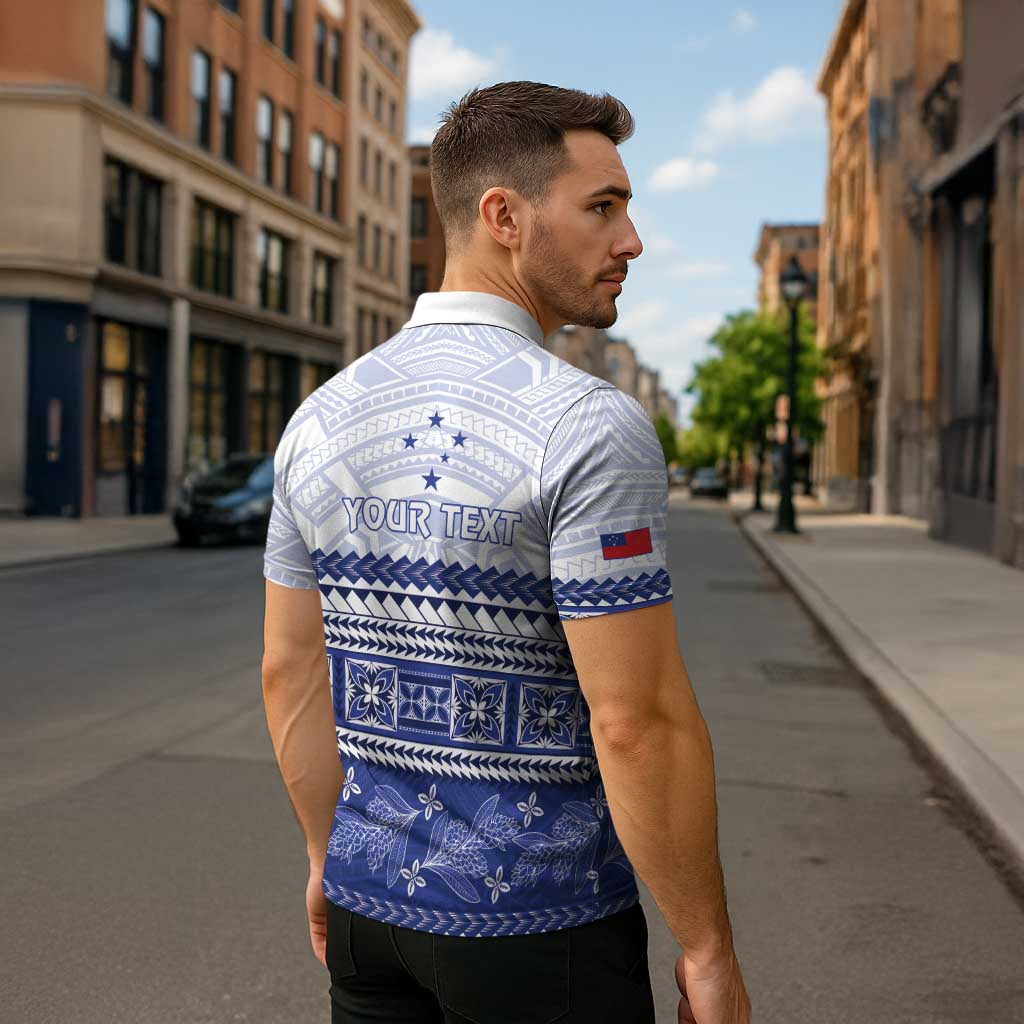 Personalised HRPP Samoa Siapo Zipper Polo Shirt Teuila Flowers Samoan Pattern - Polynesian Pride