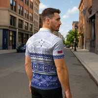 Personalised HRPP Samoa Siapo Zipper Polo Shirt Teuila Flowers Samoan Pattern - Polynesian Pride