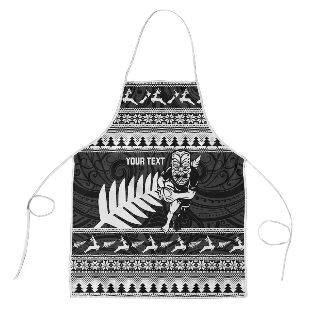 New Zealand Christmas Rugby Personalised Apron Meri Kirihimete All Black Maori - Polynesian Pride