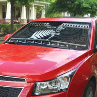 New Zealand Christmas Rugby Personalised Auto Sun Shade Meri Kirihimete All Black Maori - Polynesian Pride