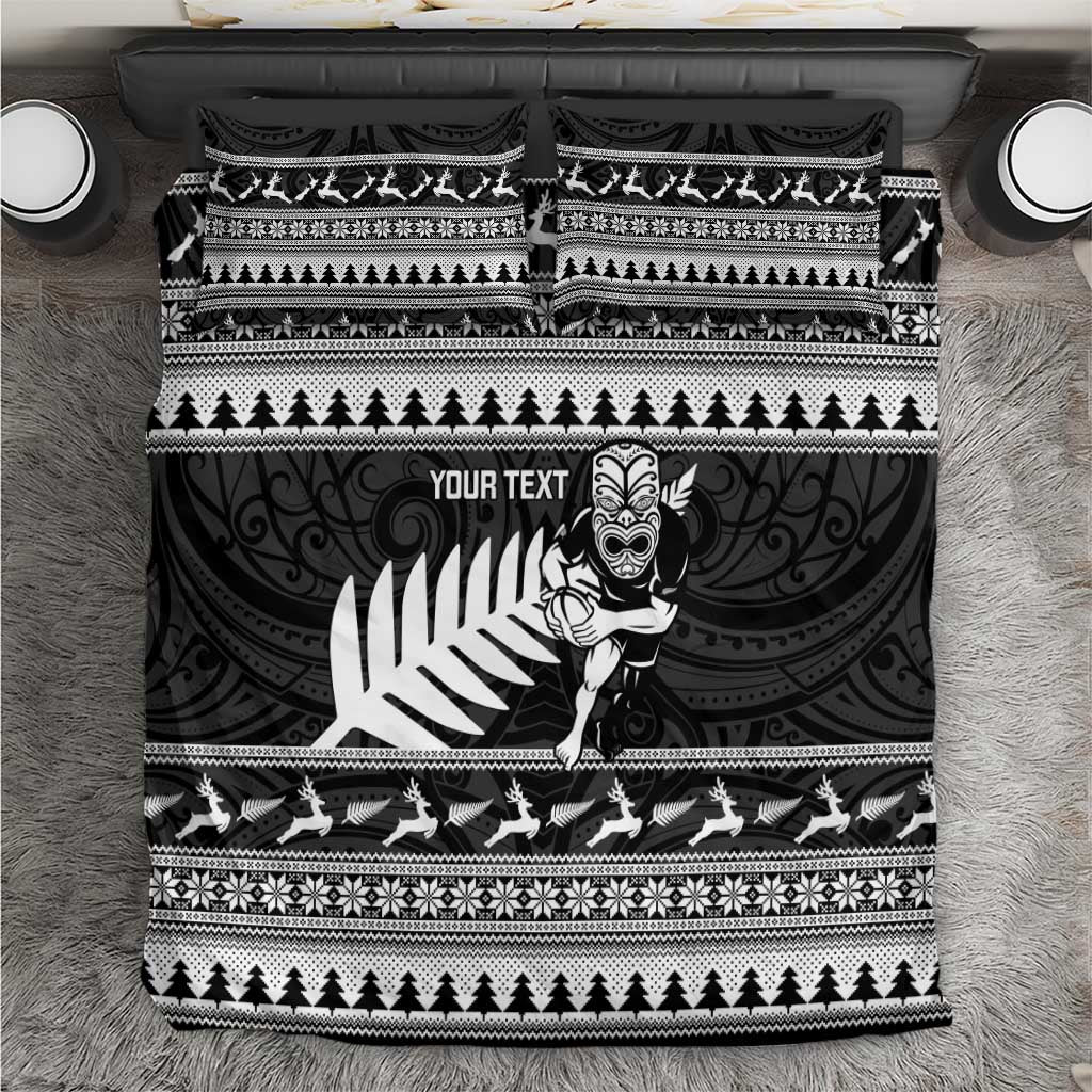 New Zealand Christmas Rugby Personalised Bedding Set Meri Kirihimete All Black Maori - Polynesian Pride