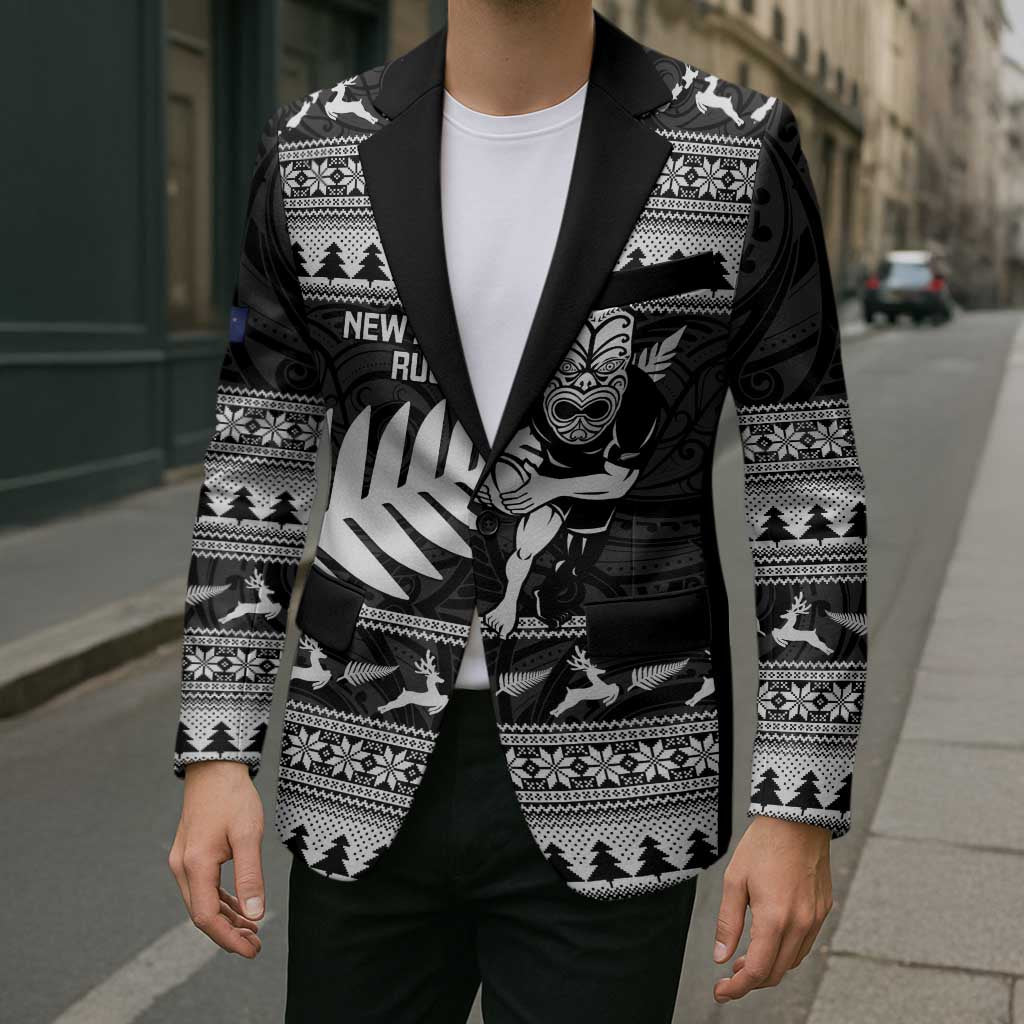 New Zealand Christmas Rugby Personalised Blazer Meri Kirihimete All Black Maori - Polynesian Pride