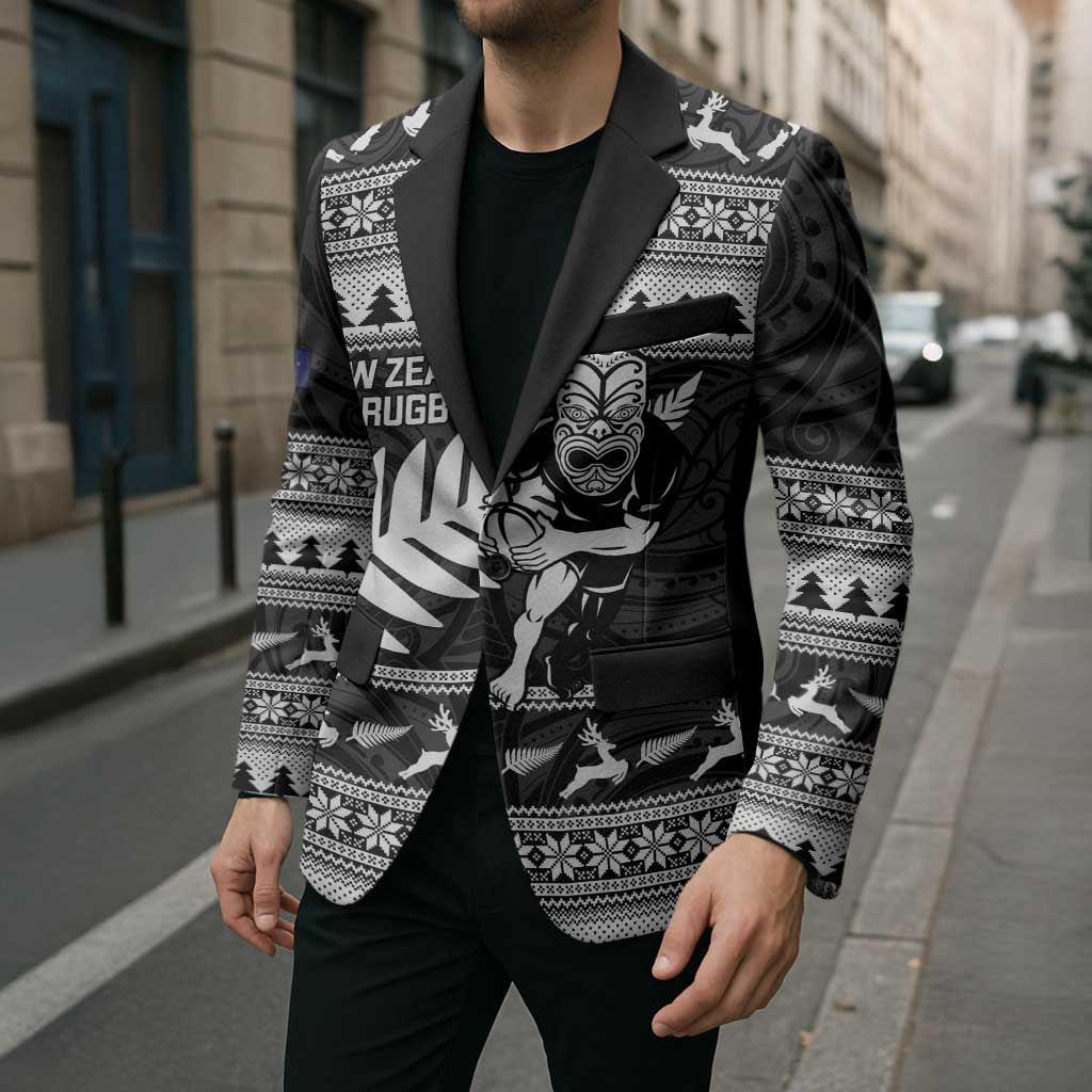 New Zealand Christmas Rugby Personalised Blazer Meri Kirihimete All Black Maori - Polynesian Pride