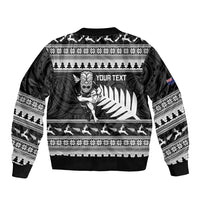 New Zealand Christmas Rugby Personalised Bomber Jacket Meri Kirihimete All Black Maori - Polynesian Pride