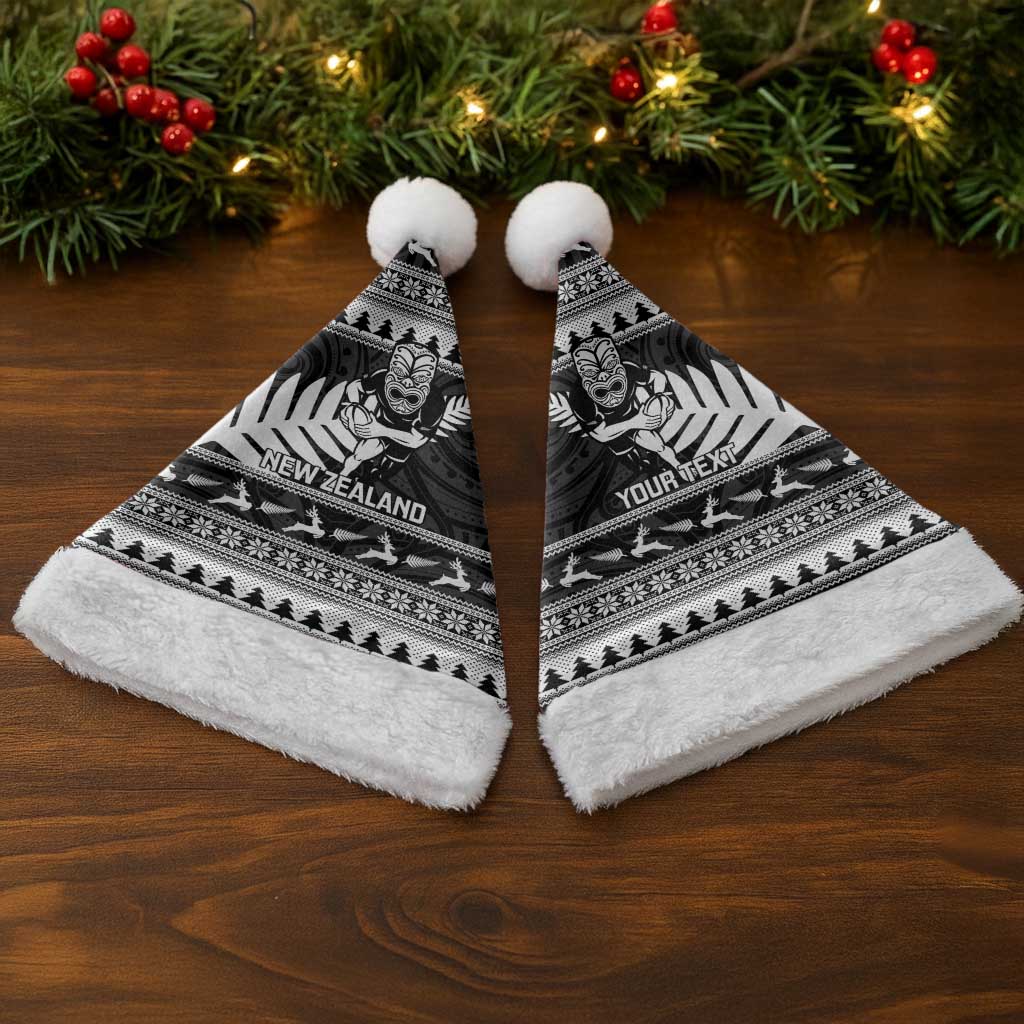 New Zealand Christmas Rugby Personalised Christmas Santa Hat Meri Kirihimete All Black Maori - Polynesian Pride