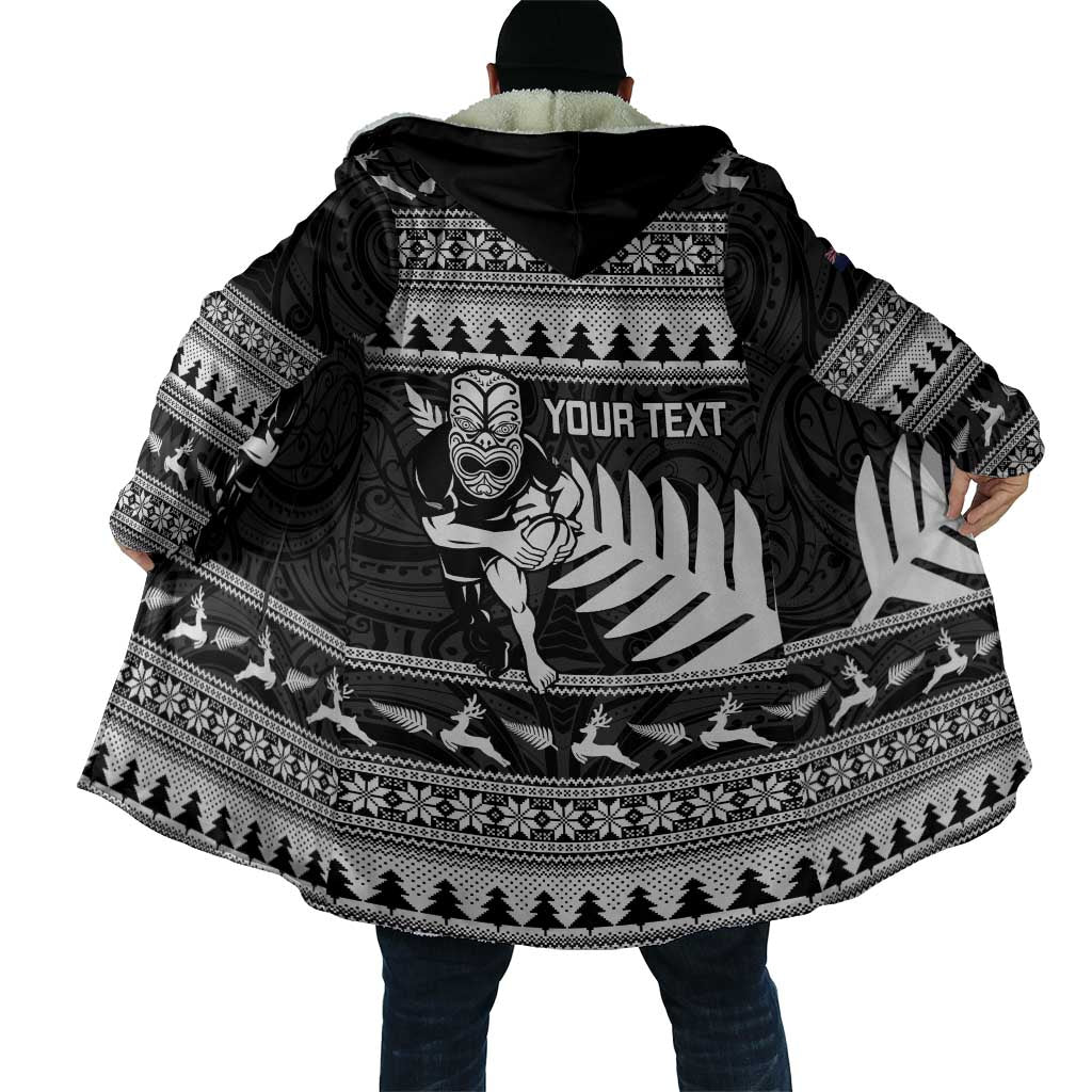 New Zealand Christmas Rugby Personalised Cloak Meri Kirihimete All Black Maori - Polynesian Pride