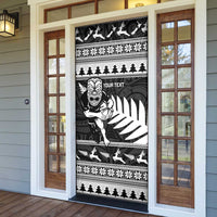 New Zealand Christmas Rugby Personalised Door Cover Meri Kirihimete All Black Maori - Polynesian Pride