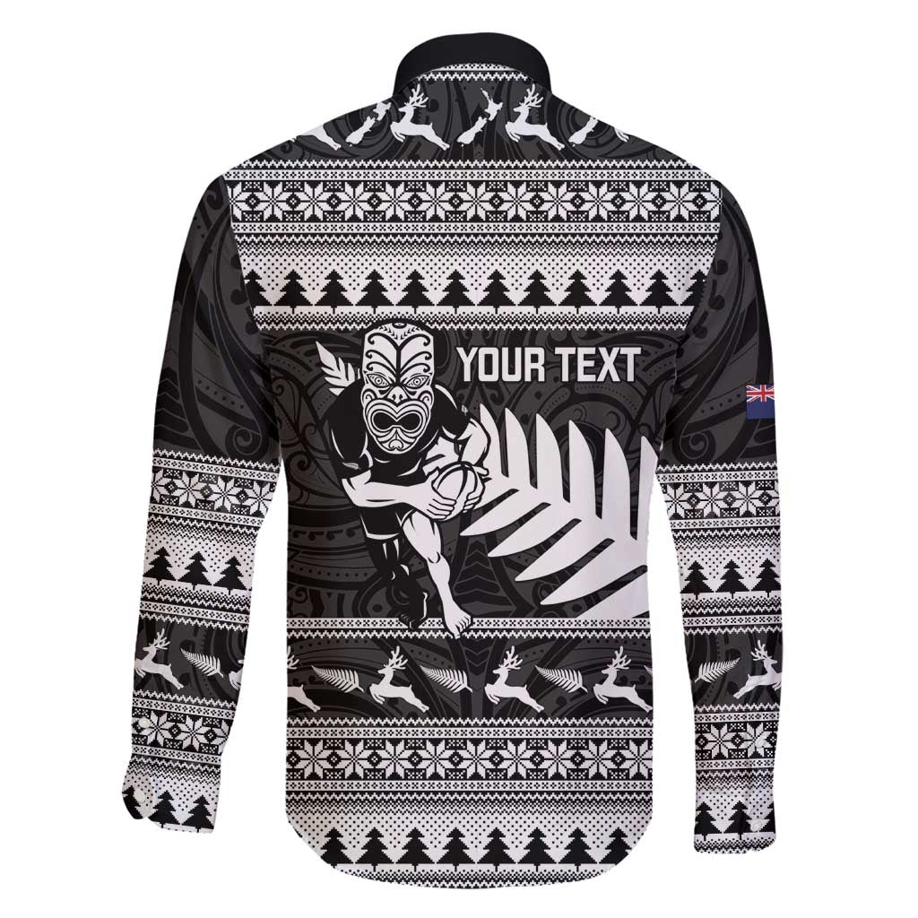 New Zealand Christmas Rugby Personalised Family Matching Long Sleeve Bodycon Dress and Hawaiian Shirt Meri Kirihimete All Black Maori - Polynesian Pride