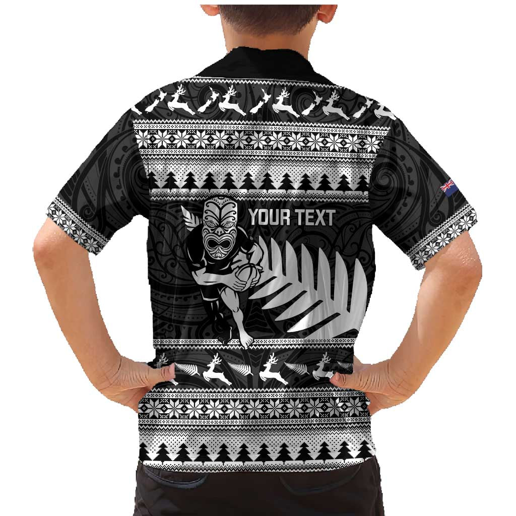 New Zealand Christmas Rugby Personalised Family Matching Mermaid Dress and Hawaiian Shirt Meri Kirihimete All Black Maori - Polynesian Pride