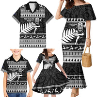 New Zealand Christmas Rugby Personalised Family Matching Mermaid Dress and Hawaiian Shirt Meri Kirihimete All Black Maori - Polynesian Pride