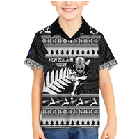 New Zealand Christmas Rugby Personalised Family Matching Mermaid Dress and Hawaiian Shirt Meri Kirihimete All Black Maori - Polynesian Pride