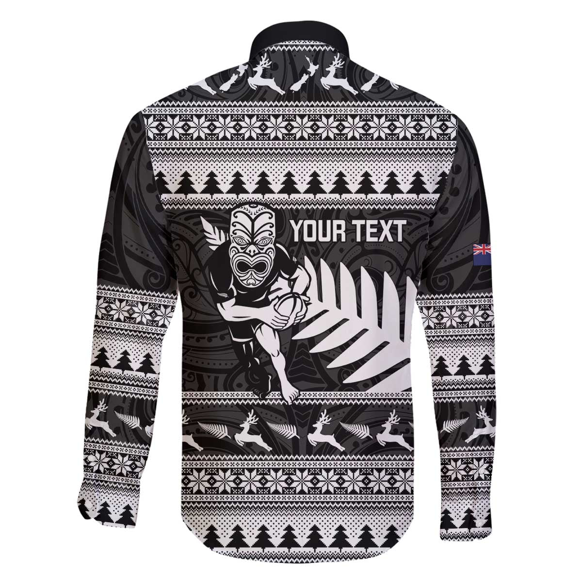 New Zealand Christmas Rugby Personalised Family Matching Off The Shoulder Long Sleeve Dress and Hawaiian Shirt Meri Kirihimete All Black Maori - Polynesian Pride