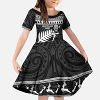 New Zealand Christmas Rugby Personalised Family Matching Short Sleeve Bodycon Dress and Hawaiian Shirt Meri Kirihimete All Black Maori - Polynesian Pride