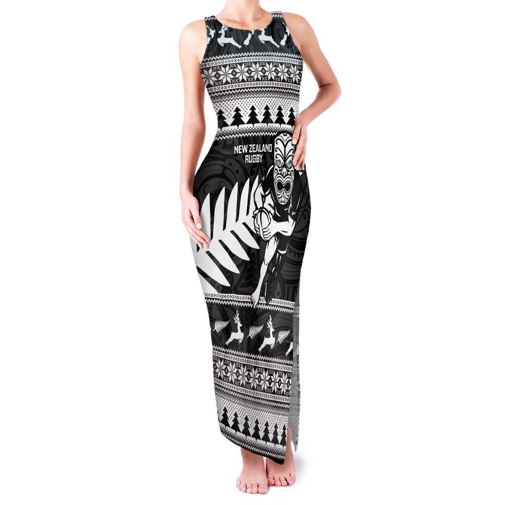 New Zealand Christmas Rugby Personalised Family Matching Tank Maxi Dress and Hawaiian Shirt Meri Kirihimete All Black Maori - Polynesian Pride