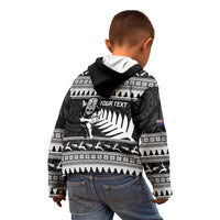 New Zealand Christmas Rugby Personalised Kid Hoodie Meri Kirihimete All Black Maori - Polynesian Pride