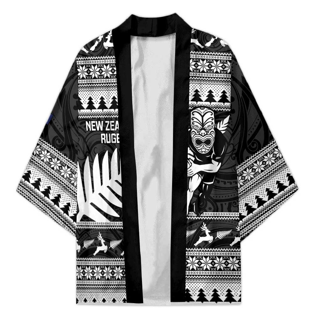 New Zealand Christmas Rugby Personalised Kimono Meri Kirihimete All Black Maori - Polynesian Pride