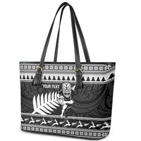New Zealand Christmas Rugby Personalised Leather Tote Bag Meri Kirihimete All Black Maori - Polynesian Pride