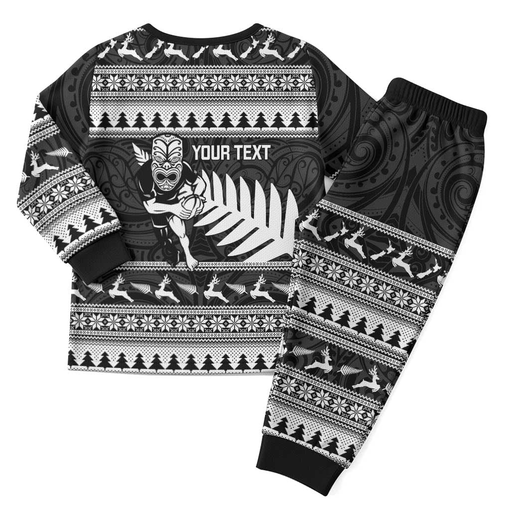 New Zealand Christmas Rugby Personalised Christmas Pajama Set Meri Kirihimete All Black Maori - Polynesian Pride