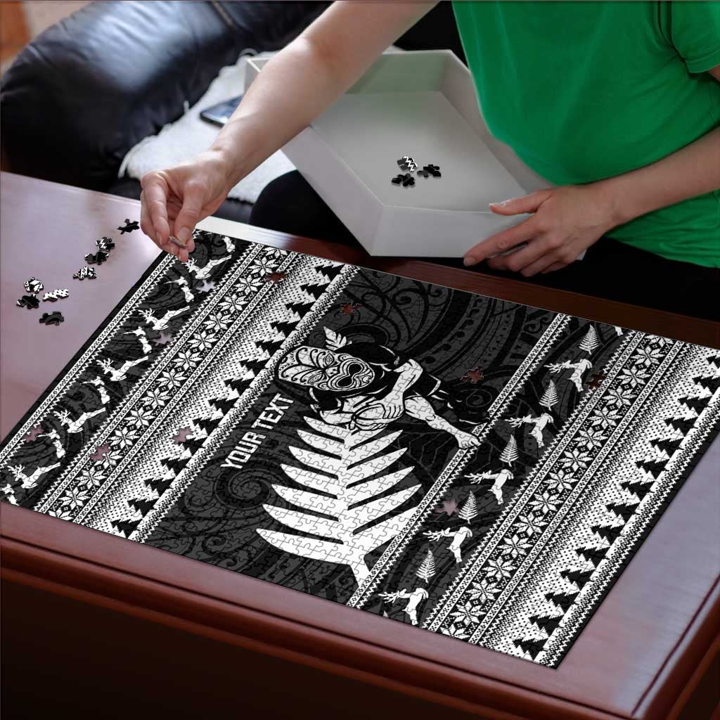 New Zealand Christmas Rugby Personalised Puzzle Meri Kirihimete All Black Maori - Polynesian Pride