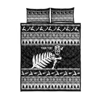New Zealand Christmas Rugby Personalised Quilt Bed Set Meri Kirihimete All Black Maori - Polynesian Pride