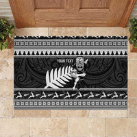 New Zealand Christmas Rugby Personalised Rubber Doormat Meri Kirihimete All Black Maori - Polynesian Pride