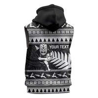 New Zealand Christmas Rugby Personalised Sleeveless Hoodie Meri Kirihimete All Black Maori - Polynesian Pride