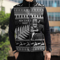 New Zealand Christmas Rugby Personalised Sleeveless Puffer Jacket Meri Kirihimete All Black Maori - Polynesian Pride