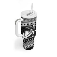 New Zealand Christmas Rugby Personalised Tumbler With Handle Meri Kirihimete All Black Maori - Polynesian Pride