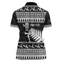 New Zealand Christmas Rugby Personalised Women Polo Shirt Meri Kirihimete All Black Maori - Polynesian Pride