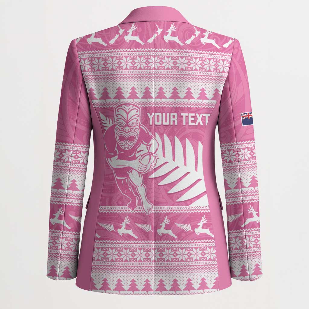 New Zealand Christmas Rugby Personalised Blazer Meri Kirihimete All Black Maori Pink Version - Polynesian Pride