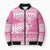 New Zealand Christmas Rugby Personalised Bomber Puffer Jacket Meri Kirihimete All Black Maori Pink Version - Polynesian Pride