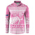 New Zealand Christmas Rugby Personalised Button Sweatshirt Meri Kirihimete All Black Maori Pink Version - Polynesian Pride