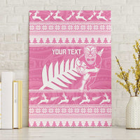 New Zealand Christmas Rugby Personalised Canvas Wall Art Meri Kirihimete All Black Maori Pink Version - Polynesian Pride