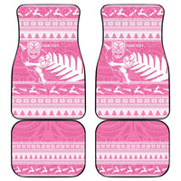New Zealand Christmas Rugby Personalised Car Mats Meri Kirihimete All Black Maori Pink Version - Polynesian Pride