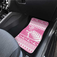 New Zealand Christmas Rugby Personalised Car Mats Meri Kirihimete All Black Maori Pink Version - Polynesian Pride