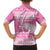 New Zealand Christmas Rugby Personalised Family Matching Off Shoulder Maxi Dress and Hawaiian Shirt Meri Kirihimete All Black Maori Pink Version - Polynesian Pride