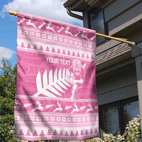 New Zealand Christmas Rugby Personalised Garden Flag Meri Kirihimete All Black Maori Pink Version - Polynesian Pride