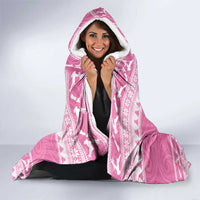 New Zealand Christmas Rugby Personalised Hooded Blanket Meri Kirihimete All Black Maori Pink Version - Polynesian Pride