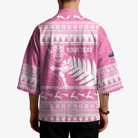 New Zealand Christmas Rugby Personalised Kimono Meri Kirihimete All Black Maori Pink Version - Polynesian Pride