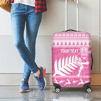 New Zealand Christmas Rugby Personalised Luggage Cover Meri Kirihimete All Black Maori Pink Version - Polynesian Pride